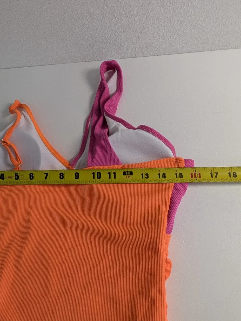 Shein Women's Colorblock One-Piece Swimsuit Orange Pink Rushed Beach Party NEW
